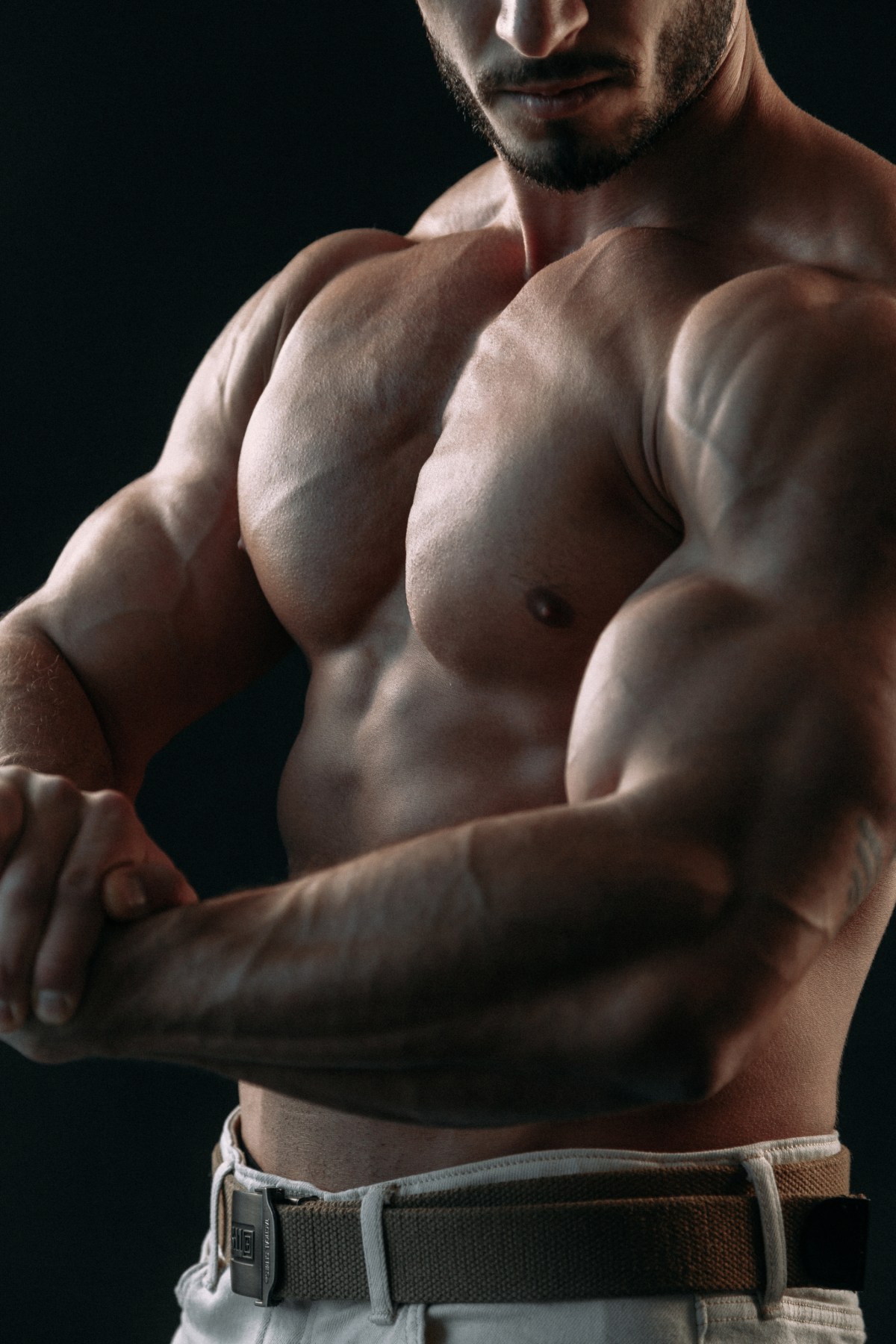 Bodybuilder training in gym